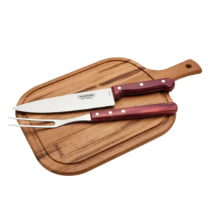 סט 3 חלקים פוליווד: סכין + מזלג + קרש חיתוך