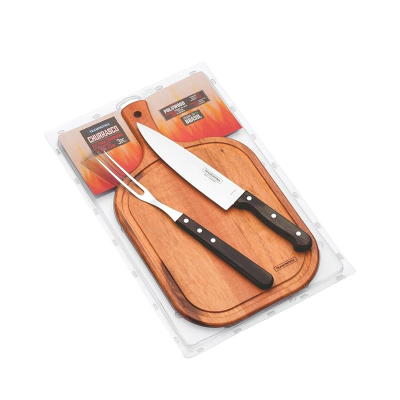 סט פוליווד אספרסו 3 חלקים – סכין, מזלג וקרש חיתוך