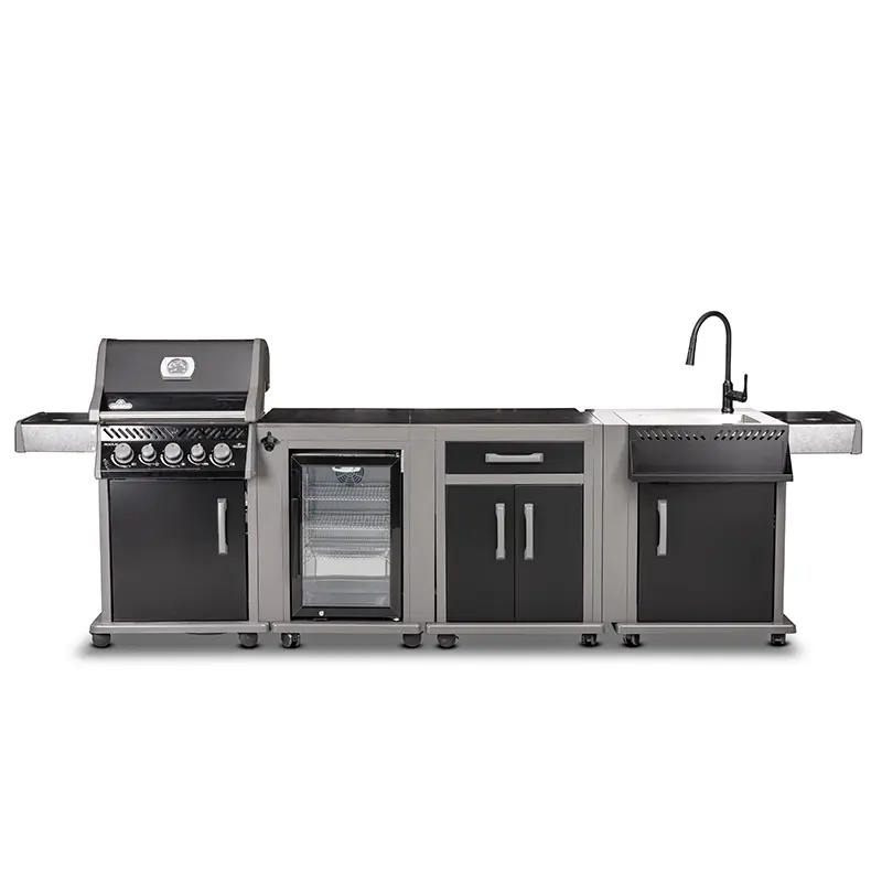 ROGUE MODULAR KITCHEN - NAPOLEON | גריל גז רוג 425 עם כירה - NAPOLEON Rouge + יחידת מקרר + יחידות כיור + יחידת אחסון